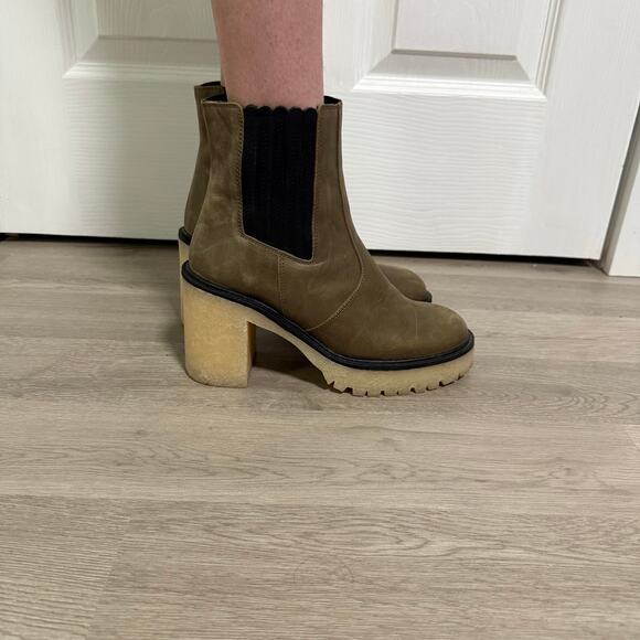 Free People James Chelsea Women's Olive Green Leather Boots Size 7.5 - Picture 4 of 13